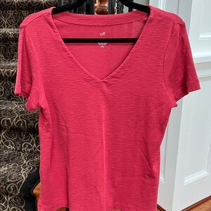 💕J. Jill Red Pima cotton red Knit V-Neck Tee